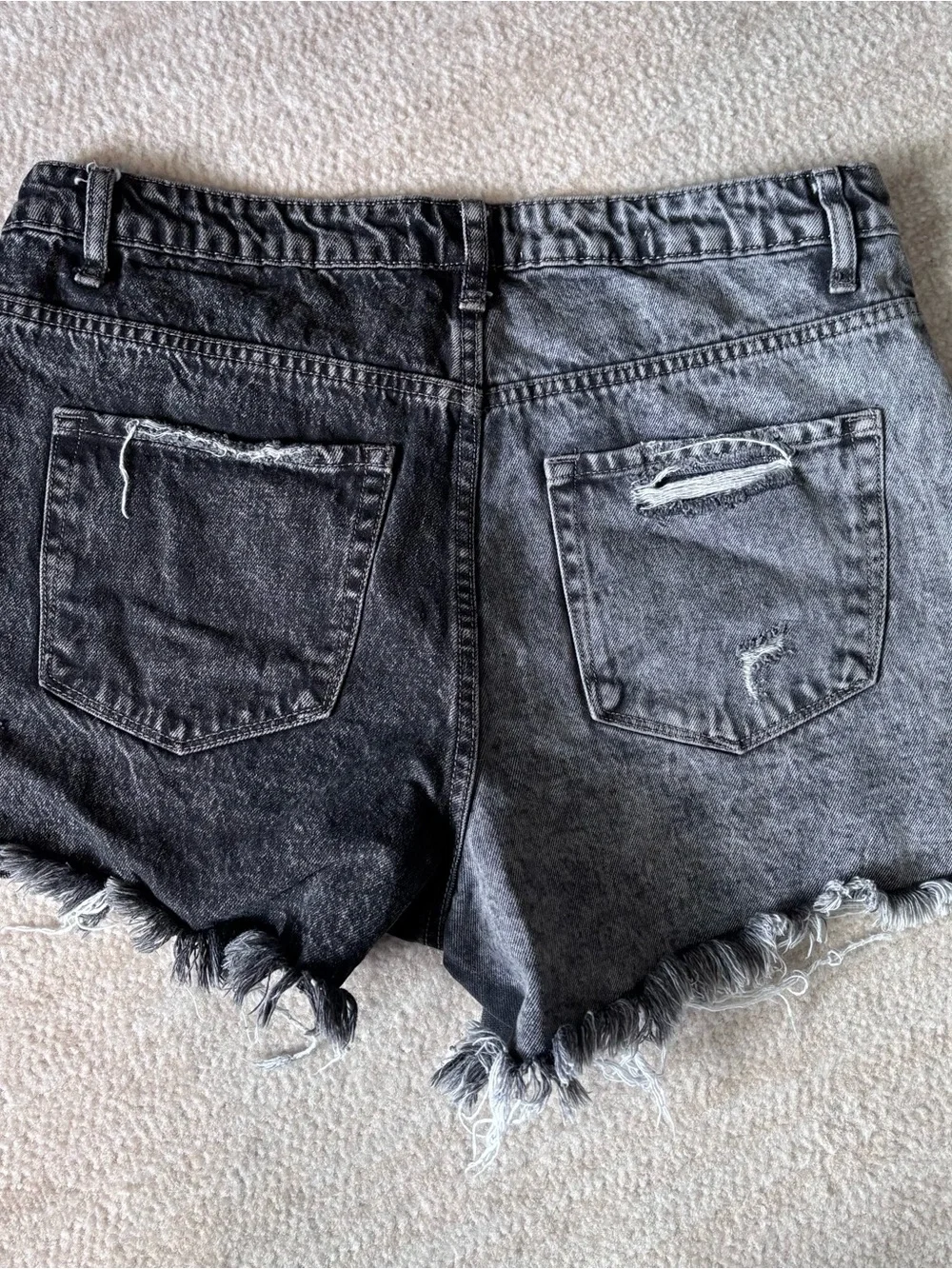 Vervet Black Two-Tone Washed Black Distressed Denim Shorts - Picture 8 of 10